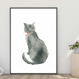 【送料無料】A4ポスター【物思いに耽る猫（水彩）】猫 ネコ ねこ イラスト アートポスター 壁飾り 模様替え インテリア カフェ ンスタグラム インスタ映え m1