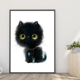 【送料無料】A4猫ポスター【宝石のような猫の目（黒）】ネコ ねこ にゃんこ インテリア ペット スコティッシュ・フォールド マンチカン アメリカン・ショートヘア ノルウェージャン・フォレスト・キャット ブリティッシュ・ショートヘア pnek m1