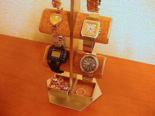 楽天市場】腕時計スタンド 6本掛けトレイ付き腕時計スタンド