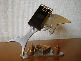 スマホスタンド　角トレイ＆リングスタンド付きドルフィン携帯電話スタンド