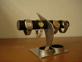 父の日プレゼント　腕時計スタンド　ブラックインテリア腕時計スタンド 丸トレイ付き　RAK443