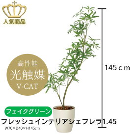 【送料無料】 人工観葉植物 フェイクグリーン フレッシュインテリアシェフレラ1.45 2331A350-47 ［ W70×D40×H145cm ］ 光の楽園