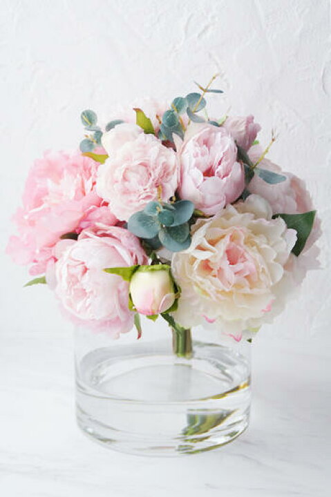 楽天市場 ピンク芍薬ブーケ シリンダーベース 造花 フレグランスオプションあり あーかんび Akanbi