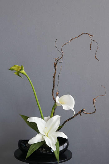 オードリーカサブランカ×ホワイトカラー 和風スタイル（造花）