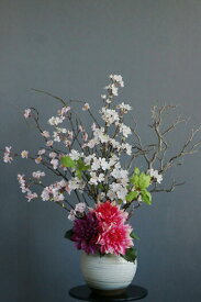 桜×ピンクダリア和風スタイル（造花）