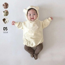ベビー服 新生児 ロンパース 秋 冬 60 70 80 90 100cm 赤ちゃん 冬服 長袖 女の子 男の子 帽子付き 子供 子供服 子ども 春 出産祝い プレゼント ギフト