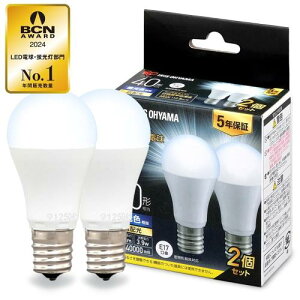 E17�A�C���X�I�[���} LED�d�� 40W�`���� �����F �������a17mm �L�z�� 2�p�b�N �����Ή� LDA4D-G-E17-4T62P
