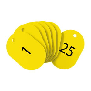 オープン工業 番号札 小判札 荷札 整理券 小 黄 25枚 1-25番 セット BF-70-YE