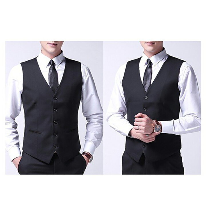 楽天市場 一部即納 ジレベスト フォーマルベスト メンズ 無地 前開き Vネック フォーマル ベスト スーツ ビジネス 男性 礼服 定番 格好いい 紳士的 結婚式 宴会 ドレス A B Outlet
