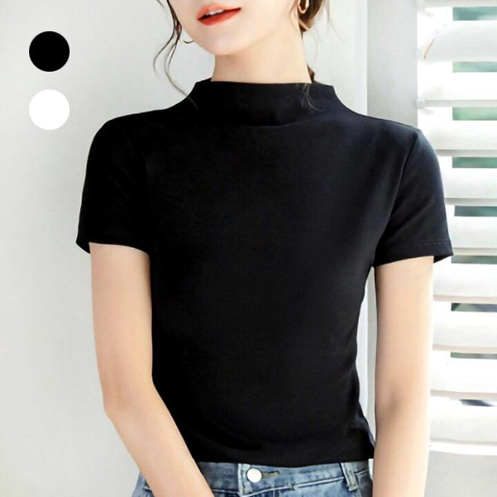楽天市場】数量限定 レディース Tシャツ カットソー 半袖 ハイネック 