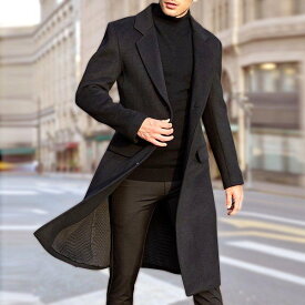 お取寄せ チェスターコート ジャケット メンズ アウター 黒 グレー ビジネス 通勤 ロング シンプル 手厚い 大きいサイズ 冬 秋 紳士服 20代 30代 40代 カシミヤ ウール
