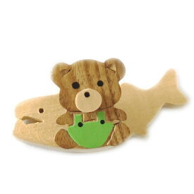 木製　くま　クリップ　マグネット付き　　北海道　雑貨　お土産