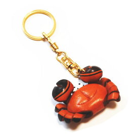 革物語　THE　LEATHER　STORY　キーホルダー　カニ　ハンドメイド　皮　レザー　雑貨　小物　贈り物　ギフト　プレゼント　レザークラフト　革小物　かわ