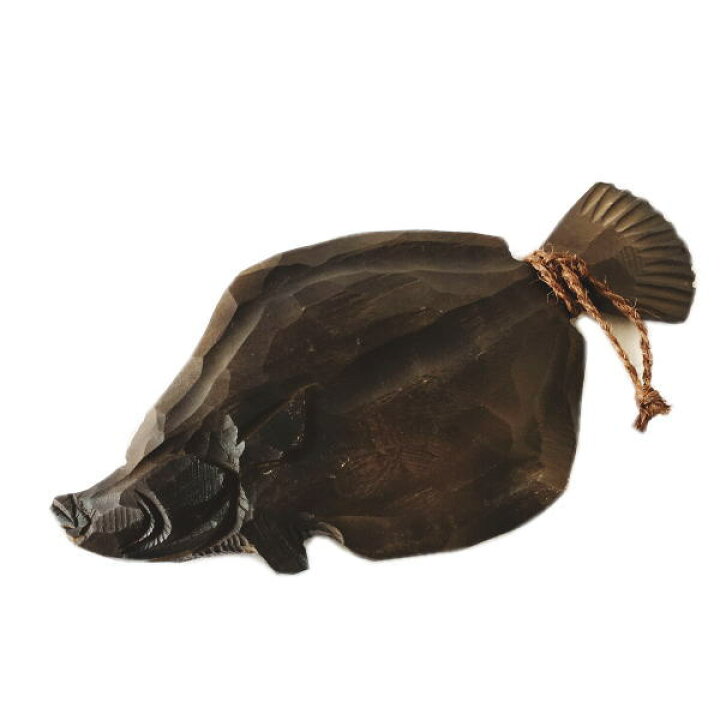 楽天市場】一品作 木製 木彫りの魚 鰈（カレイ）の木彫り 【191 