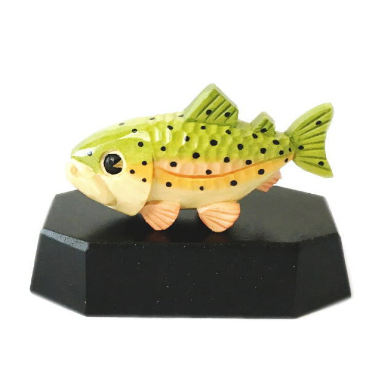楽天市場】木製 木彫りの魚 ニジマスの置物 置台付き 虹鱒 にじます 