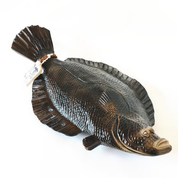 楽天市場】一品作 木製 木彫りの魚 鰈（カレイ）の木彫り 【279 