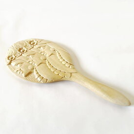 一品作　木製手かがみ　木彫りの手鏡　【355】　　北海道　きぼり　民芸品　木工　送料無料