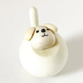 木製の十二支（干支）　の　いぬ（犬）の起き上がりこぶし　白　　木製　雑貨　置物　おきあがりこぼし　えと　戌　　イヌ　ウッドクラフト　ギフト　プレゼント　オブジェ　インテリア