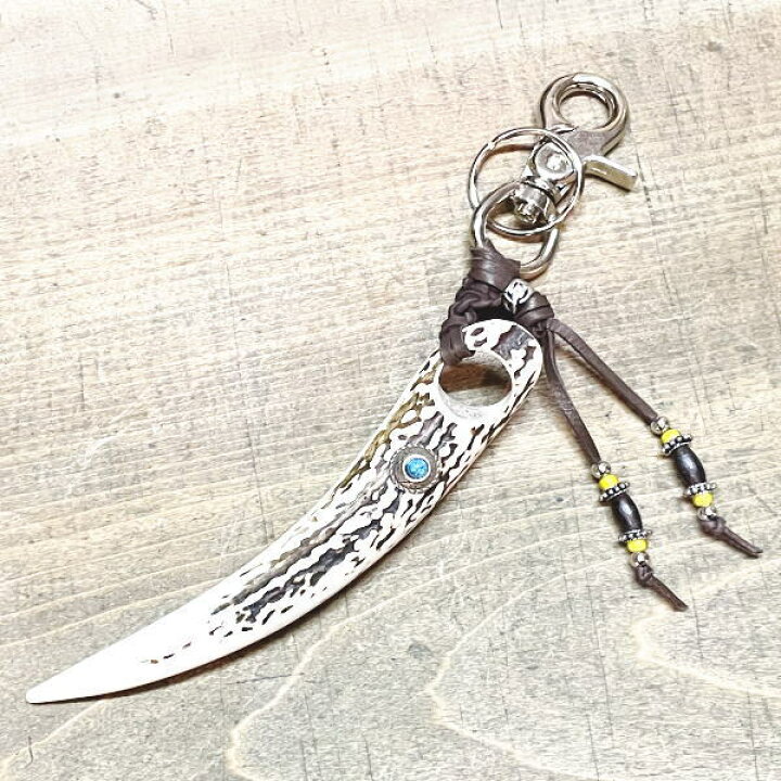 楽天市場】送料無料 えぞしかの角 キーホルダー ターコイズ 大サイズ  