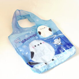 シマエナガ　ポーチ付き　エコバック　　しまえなが　買い物　ショッピング　携帯　雑貨　グッズ　エナガ　野鳥　小鳥