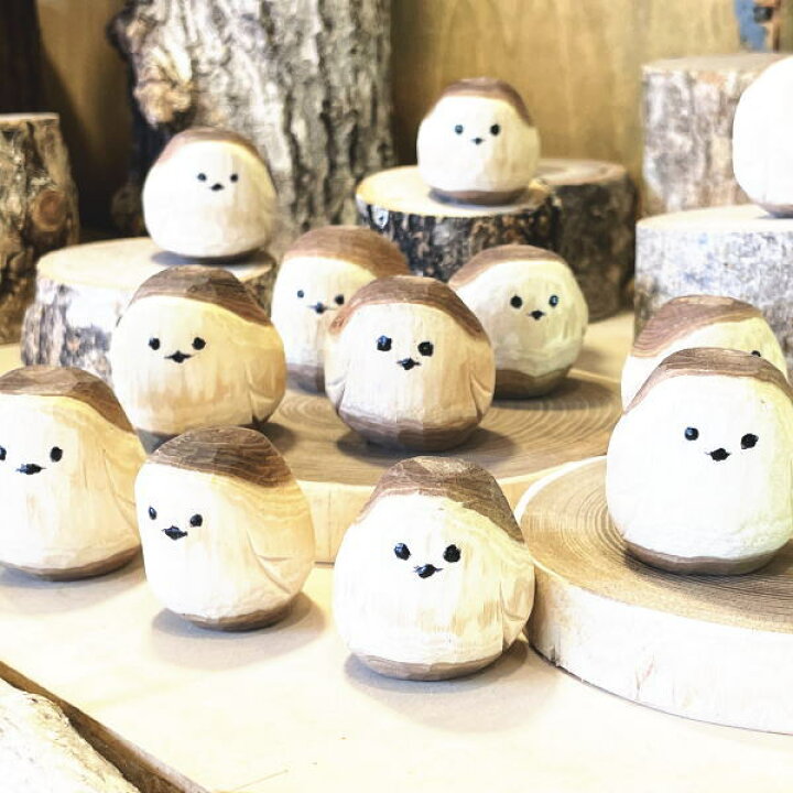 楽天市場】木彫り シマエナガ 置物 槐（えんじゅ）の木製 北海道 阿寒 