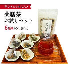 薬膳茶お試しセット 6包入り 6種類×1包【メール便送料無料】食品添加物不使用 無添加 ティーバッグ 飲みやすい 漢方茶 薬膳茶 かんたん プレゼント 来客用のお茶にも なつめ シナモン シソ 薄荷 ハッカ 陳皮 ミカン 山査子 サンザシ 紅茶 ティーパック