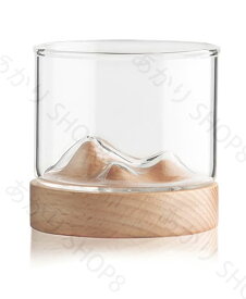 多重 新しいウイスキーガラス グラス コップ お酒 小さなガラス 和風山木製 ボトムワイングラス クリエイティブ 肥厚ガラス 欅