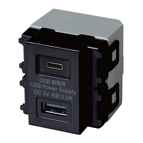 大和電器 埋込USB給電用コンセント Type-A×1 ブラック 人気上昇中 正規逆輸入品 Type-C×1 R3704BK