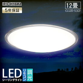 シーリングライト おしゃれ 12畳 調光　リモコン付 タイマー付き LED クリアフレーム アイリスオーヤマLEDシーリングライト 薄型 天井照明 高効率 取り付け簡単 リビング ダイニング 寝室 省エネ 簡単設置 工事不要 CL12D-5.1CF