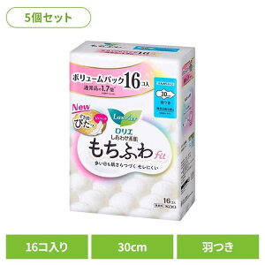 【5個】ロリエS もちふわfit 特別心配な昼用 羽つき16コ 花王 ロリエ もちふわ ロリエしあわせ素肌 しあわせ素肌 ロリエもちふわ もちフワ 大容量 もちふわfit 無香料 KAO