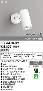 【送料無料】 オーデリック T区分 OG254943P1 屋外灯 スポットライト 畳数設定無し LED 安心のメーカー保証