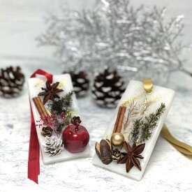 2022 クリスマス アロマ サシェ オーナメント 長方形（レッド・ブラウン） 手作り 日本製 ハンドメイド ブリザードフラワー 匂い袋 匂い香 香り 飾り 玄関 置物 お歳暮 ギフト クリスマス プレゼントに