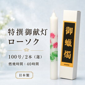 絵ろうそく 御献灯 ごけんとう 100号 2本 蓮 はす 約40時間 東海製蝋 日本製 絵蝋燭 絵ローソク ろうそく ローソク 蝋燭 進物 仏壇 お供え物 お花 絵 新盆見舞い 法要 命日 御供 明り