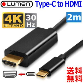 Lumen ルーメン 4K 対応 Type-C to HDMI 変換ケーブル【2m】4K30Hz Thunderbolt 3 と Alternate Mode 対応 Type-c HDMI cable【送料無料n ポスト投函】