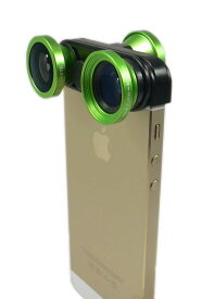 【送料無料】Lumen LM-2FMW-GN(グリーン）4in1 カメラレンズ 広角 ワイド（0.67倍）X 魚眼（180度）X マクロ（接写）x 自分撮り魚眼(180度)ケース一体型 光学ガラスレンズ iphoneSE iPhone5 iPhonr5s専用