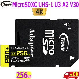 Team Micro SDXC MicroSDカード【256G】TPPMSDX256GIA2V3003 UltraHD 4K UHS-1 U3 A2 V30 160MB/s 高速 SDアダプタ【送料無料nポスト投函】micro sdxc card