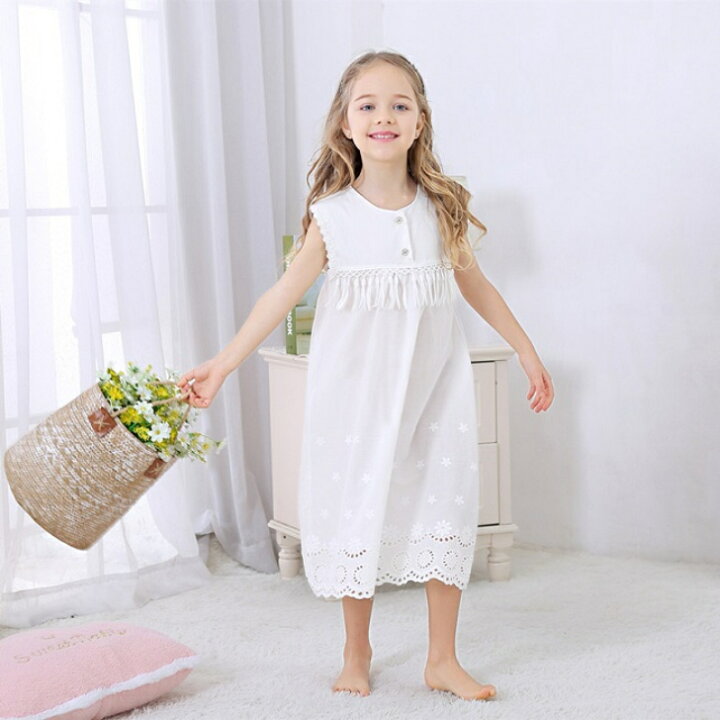 楽天市場 パジャマ キッズ 女の子 お姫様 綿 レース ドレス ルームウェア 子供 ノースリーブナイトドレス 女の子 プリンセス かわいい おしゃれ フリル ワンピース ガールズ ナイトウェア 可愛い 寝巻き 子供服 100 150cm ホワイトコットン アカシアショップ