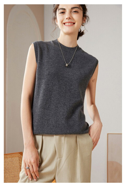 楽天市場】【送料無料】カシミヤ100％ レディースノースリーブセーター  