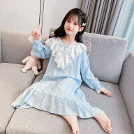 【送料無料】女の子 パジャマ ワンピース ロング丈 寝間着 純綿 宮廷風 おしゃれ キッズ 春 夏 秋 ルーム…