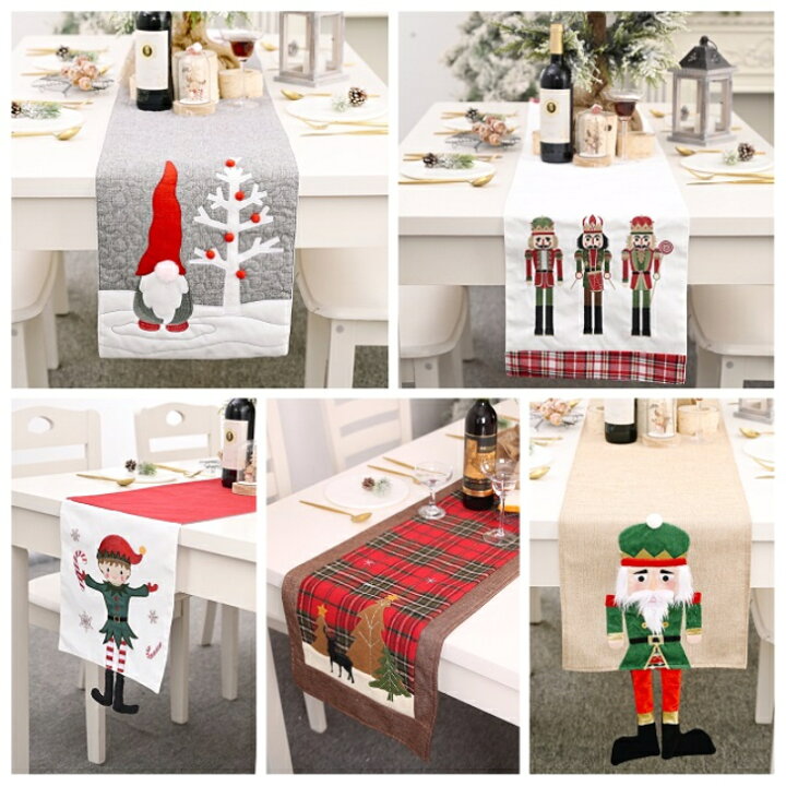 楽天市場 送料無料 クリスマス テーブルランナー クリスマス置物 手作り プレースマット お食事マット 食卓飾り デコレーション テーブルクロス 装飾 綿 リネン 刺繍 装飾 布 カバー パーティー テーブルデコレーション テーブルランナー L Splace エルズプレイス