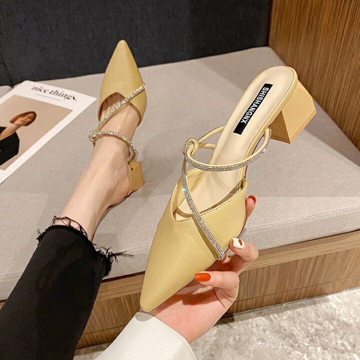 楽天市場 パンプスサンダル 5cmヒール ローヒール ミュール サンダル 痛くない ベージュ 香色 パンプス ドレス かかとなし 結婚式 夏 コーデ シューズ 靴 22 5 23 23 5 24 24 5 25 アカシアショップ