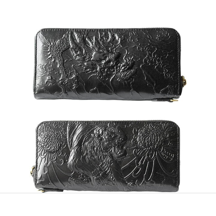 楽天市場】ドラゴン財布 本革 長財布 エンボス加工 レザーロング 