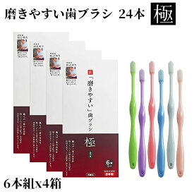 歯ブラシ 歯ブラシ職人 田辺重吉考案　 LT-53 「磨きやすい歯ブラシ 」極（ふつう）先細毛 小さめヘッド ハブラシ 歯磨き 歯みがき 送料無料 24本【お得な4箱セット】