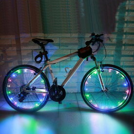 夜間の事故防止に！防水設計 自転車 LED ホイールライト イルミネーション センサーライト 20LEDフラッシュライト 電飾ライトランプスポーク ピンク/マルチカラー/ブルー/ホワイト4色選択可能　　　10P04Mar17