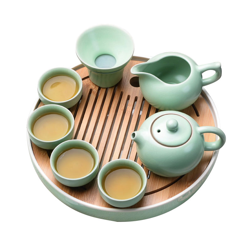 茶道具 中国茶道具 茶器セット 陶器 急須セット 工夫茶 茶芸 湯呑み 茶盤 木製 かわいい 贈り物 お礼 来客 8点セット | アカシ本舗