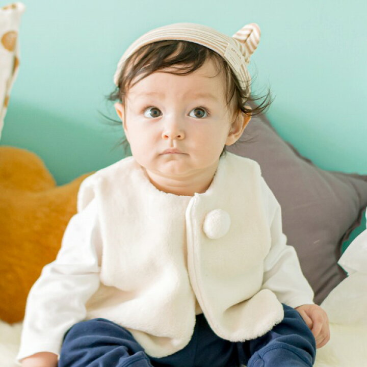 楽天市場 赤ちゃん ベスト ベビー 日本製 秋 冬 70 80cm オーガニックコットン 羽織り アウター ファー 男の子 女の子 防寒 ベルナチュール 出産祝い 出産準備 体温調節 赤ちゃんの城 百貨店ブランド 赤ちゃんの城楽天市場店