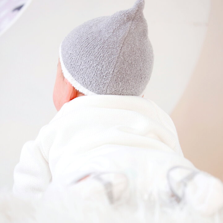 日本製 帽子 ベビー 赤ちゃん ニット帽 フード どんぐり帽 マシュマロニット秋 冬 ネイビー ホワイト グレー 男の子 女の子  赤ちゃんの城