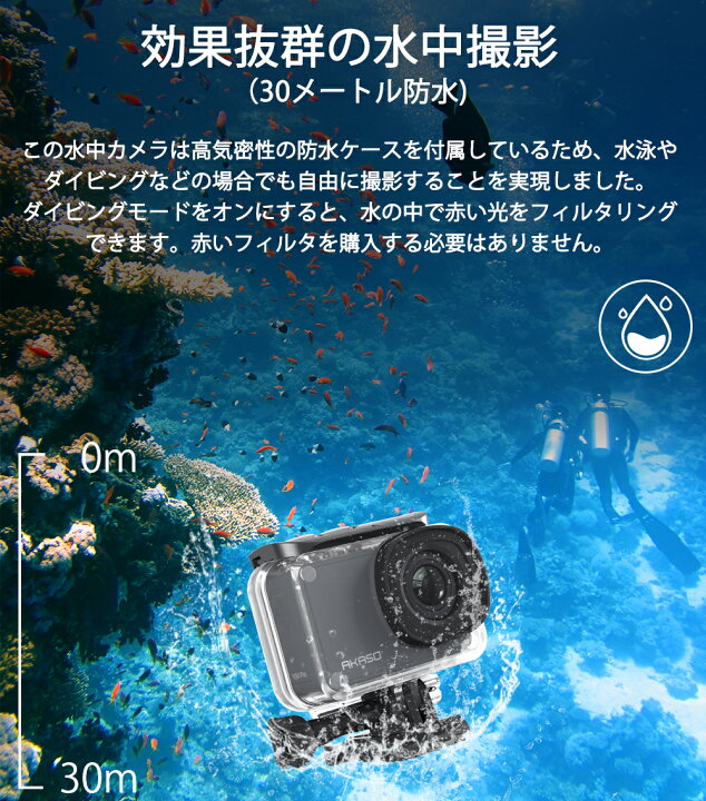 市場 アクションカメラ 防水40m ーチャージャー 4k 1050mahバッテリー 遠隔操作 2 Wi Fi 30fps Sonyセンサー Eis手振れ補正