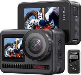 AKASO Brave8 アクションカメラ 4K60fps 48MP アクションカム スーパースムーズ手ぶれ補正 スポーツカメラ 本機防水10M 水中カメラ デュアルカラースクリーン 1550mAhバッテリー2個 音声制御機能