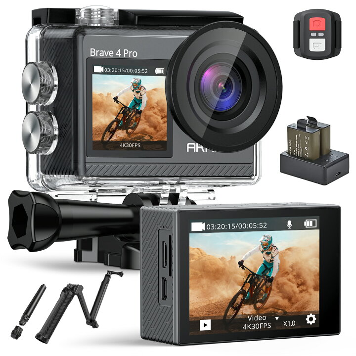 楽天市場】AKASO Brave 4 Pro 4Kアクションカメラ 20MP+自撮り棒セット 